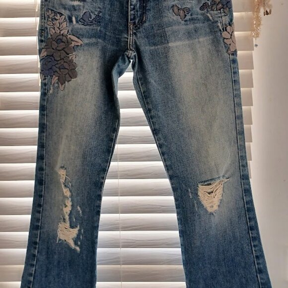 Vintage Abercrombie & Fitch Women’s Jeans 4 USA Embroidered Distress Bootcut Y2K - Picture 9 of 10